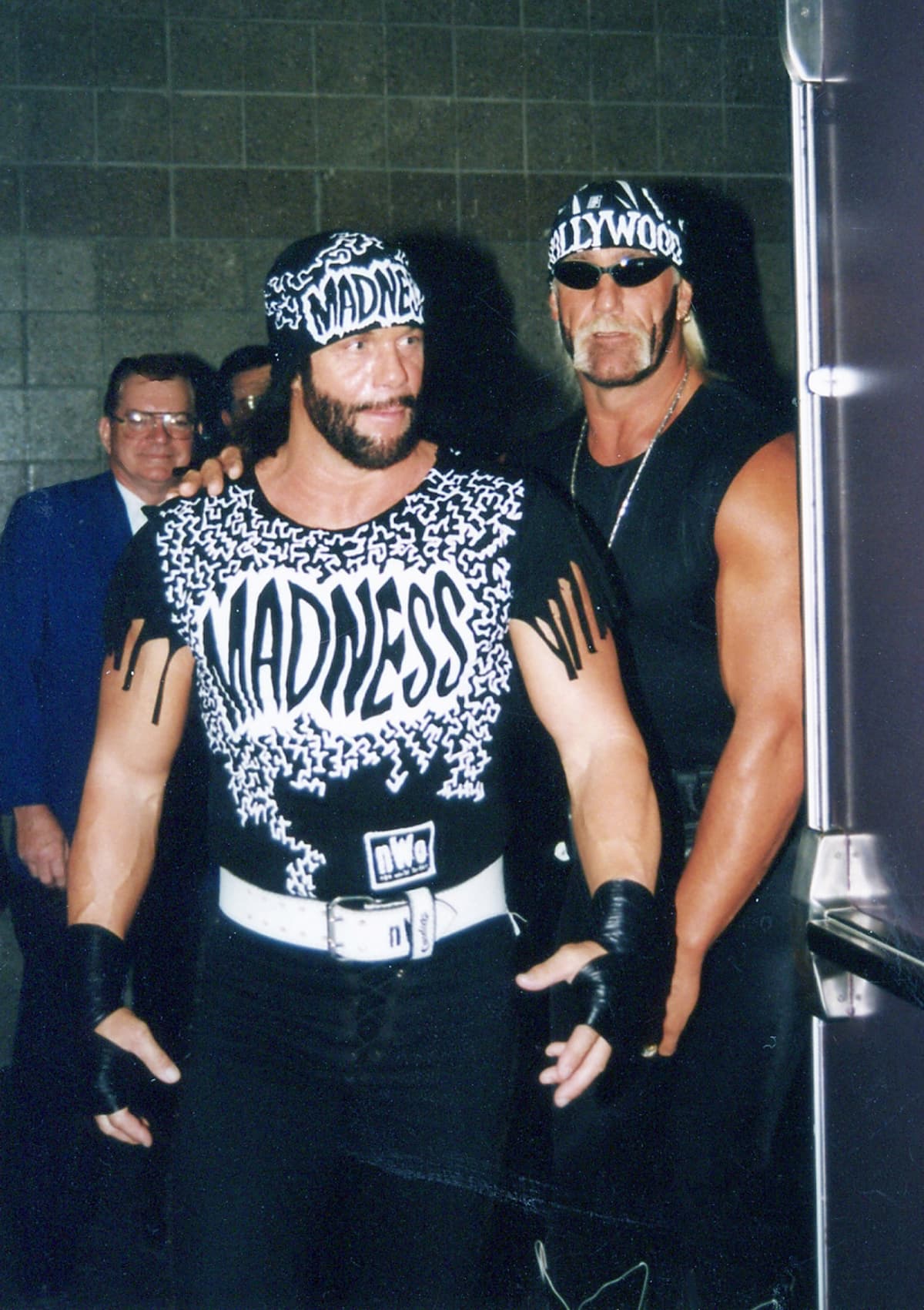 "Macho Man" Randy Savage and Hulk Hogan during 1996 NATPE Convention at Sands Convention Center in Las Vegas, Nevada, United States. (Photo by Ron Galella/Ron Galella Collection via Getty Images)