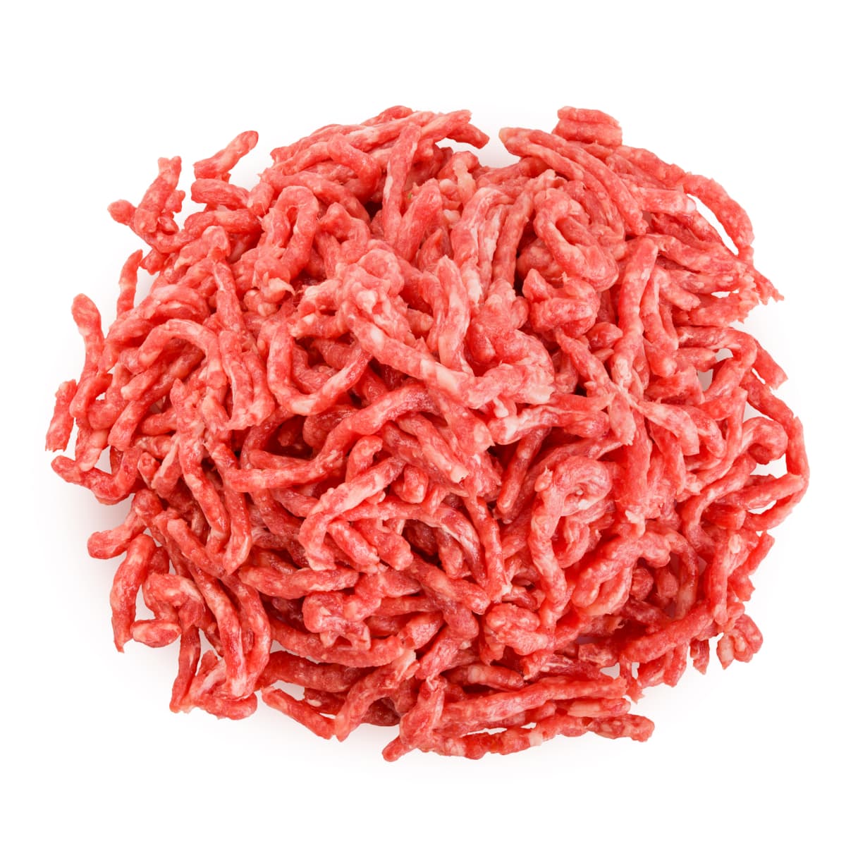 minced meat, pork, beef, forcemeat, clipping path, isolated on white background, full depth of field