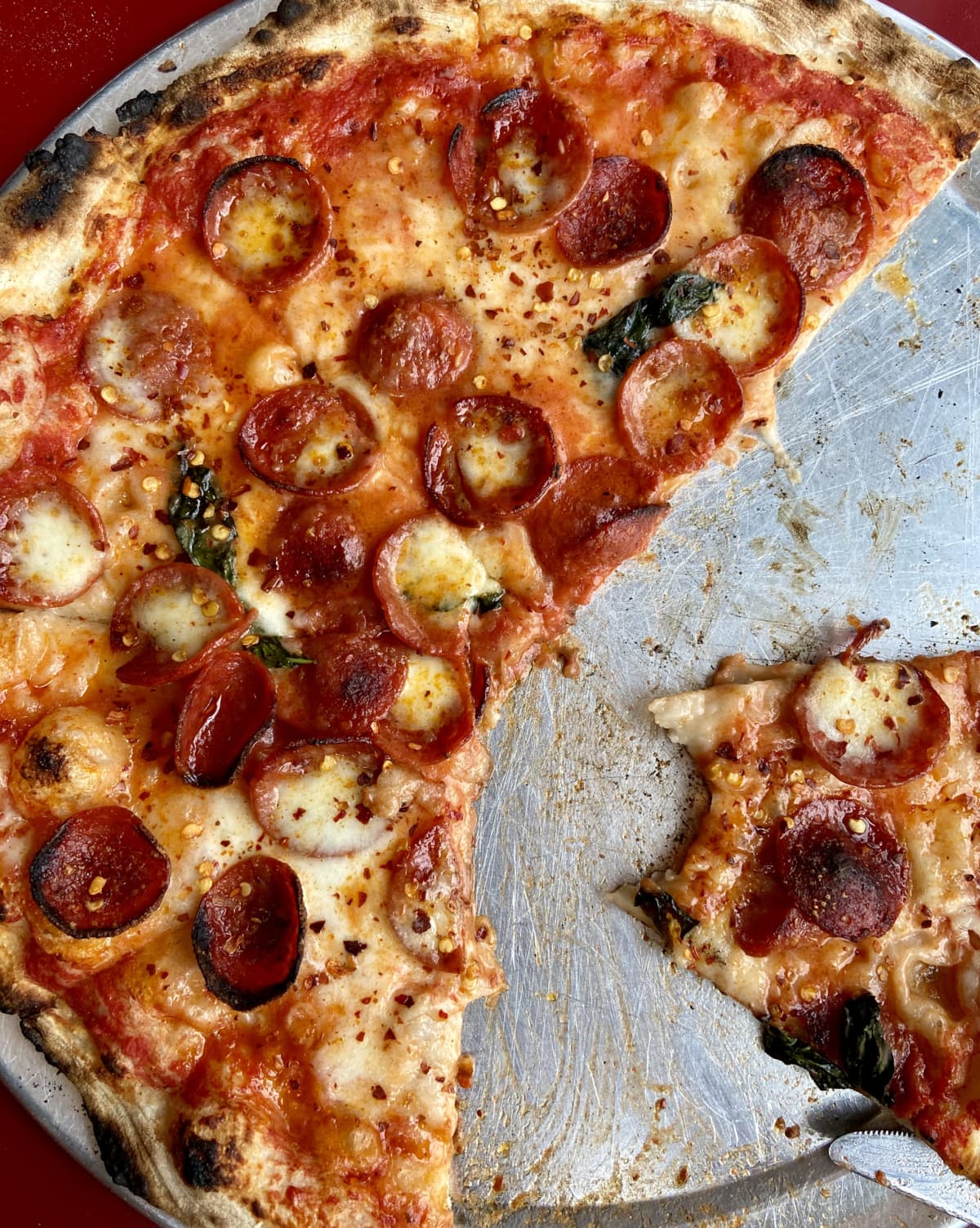Thin crust pepperoni pizza