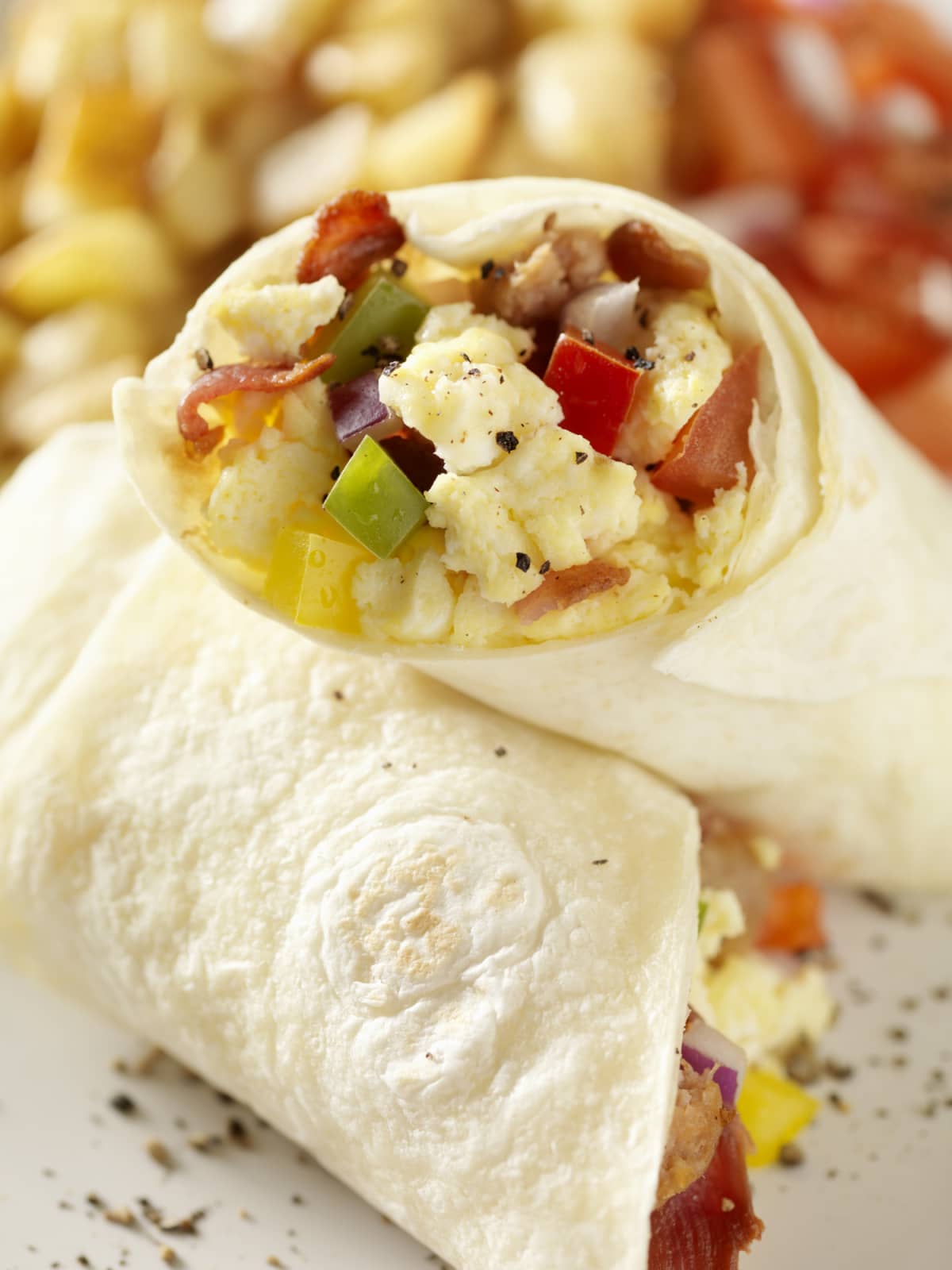 breakfast burrito with eggs and peppers