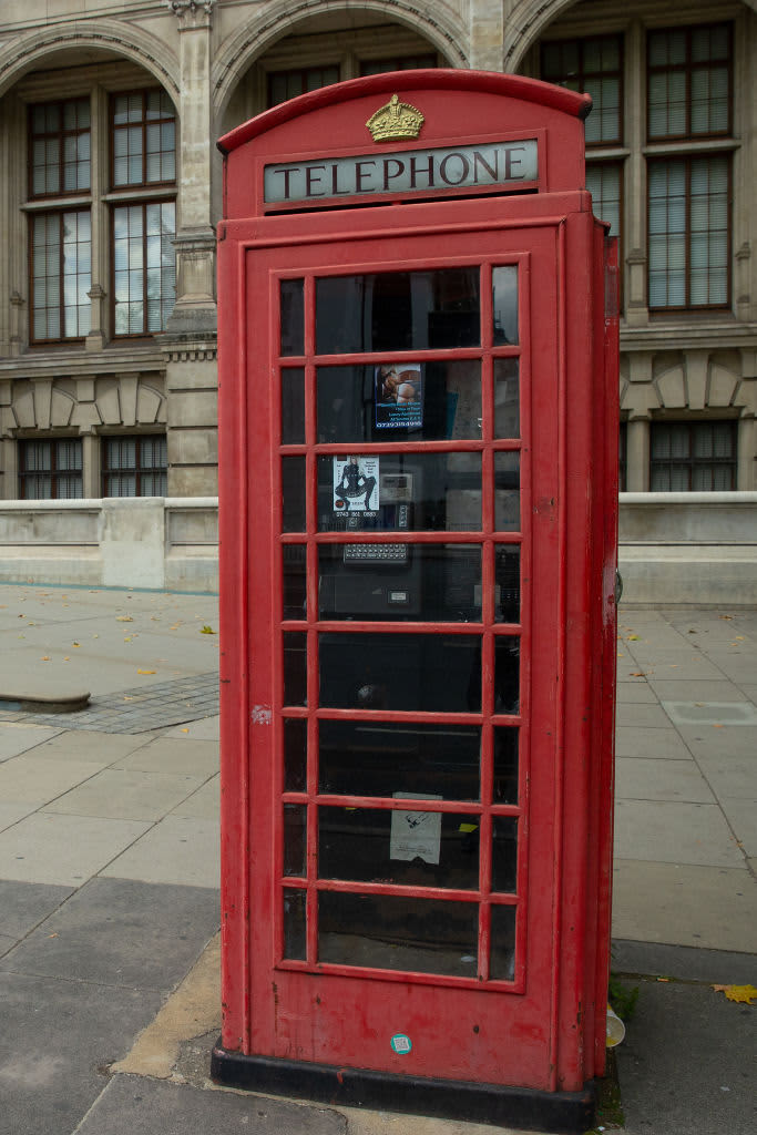 A red telephone box outside the V&A in Kensington on August 29, 2022 in London, United Kingdom. (Photo by Steve Christo - Corbis/Corbis via Getty Images)