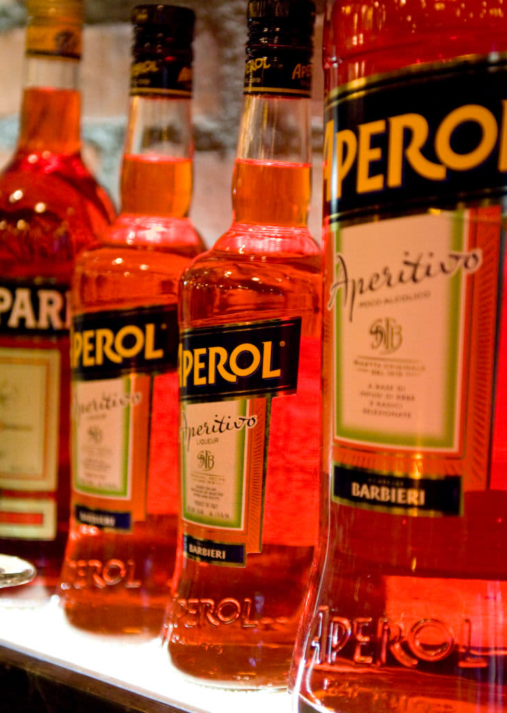 Bottles of Aperol are plentiful at Trattoria Brunos in Brea.