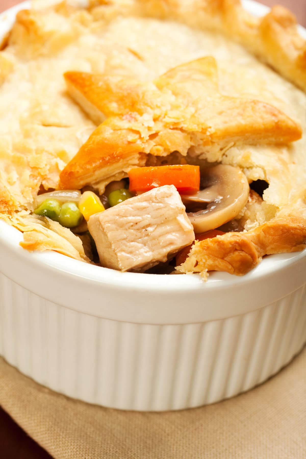 Chicken pot pie decorated with a pastry star