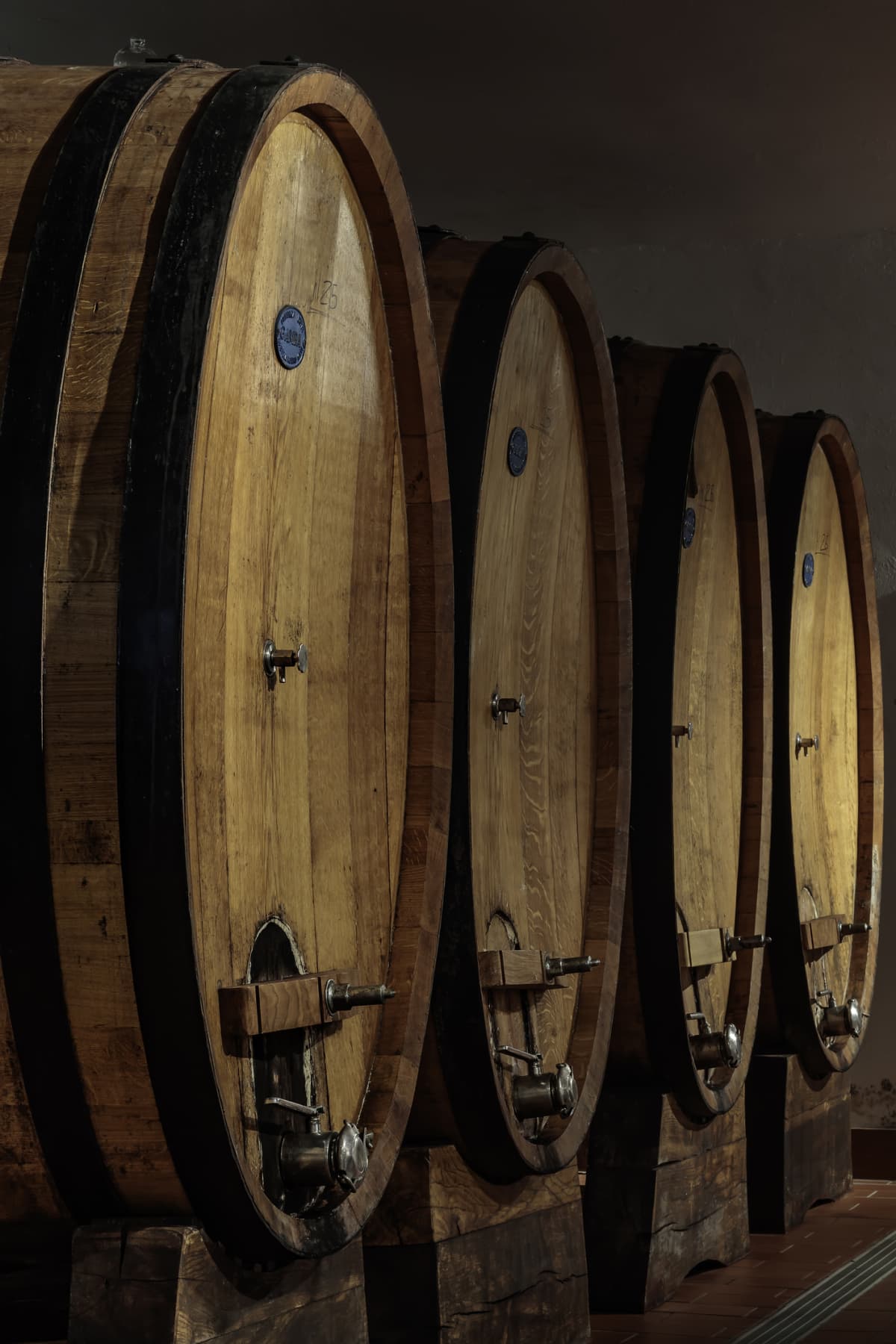 Aging barrels of bourbon