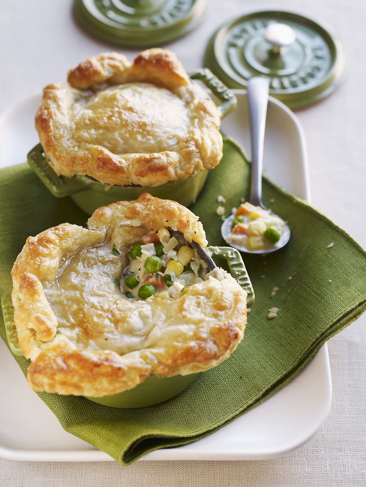 Chicken pot Pies with Puff Pastry - Photographed on Hasselblad H3D2-39mb Camera