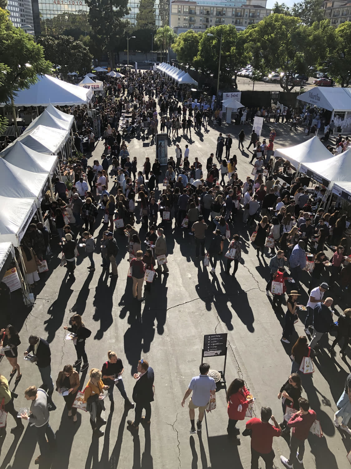 Overhead view of the street at a Food And Wine Festival