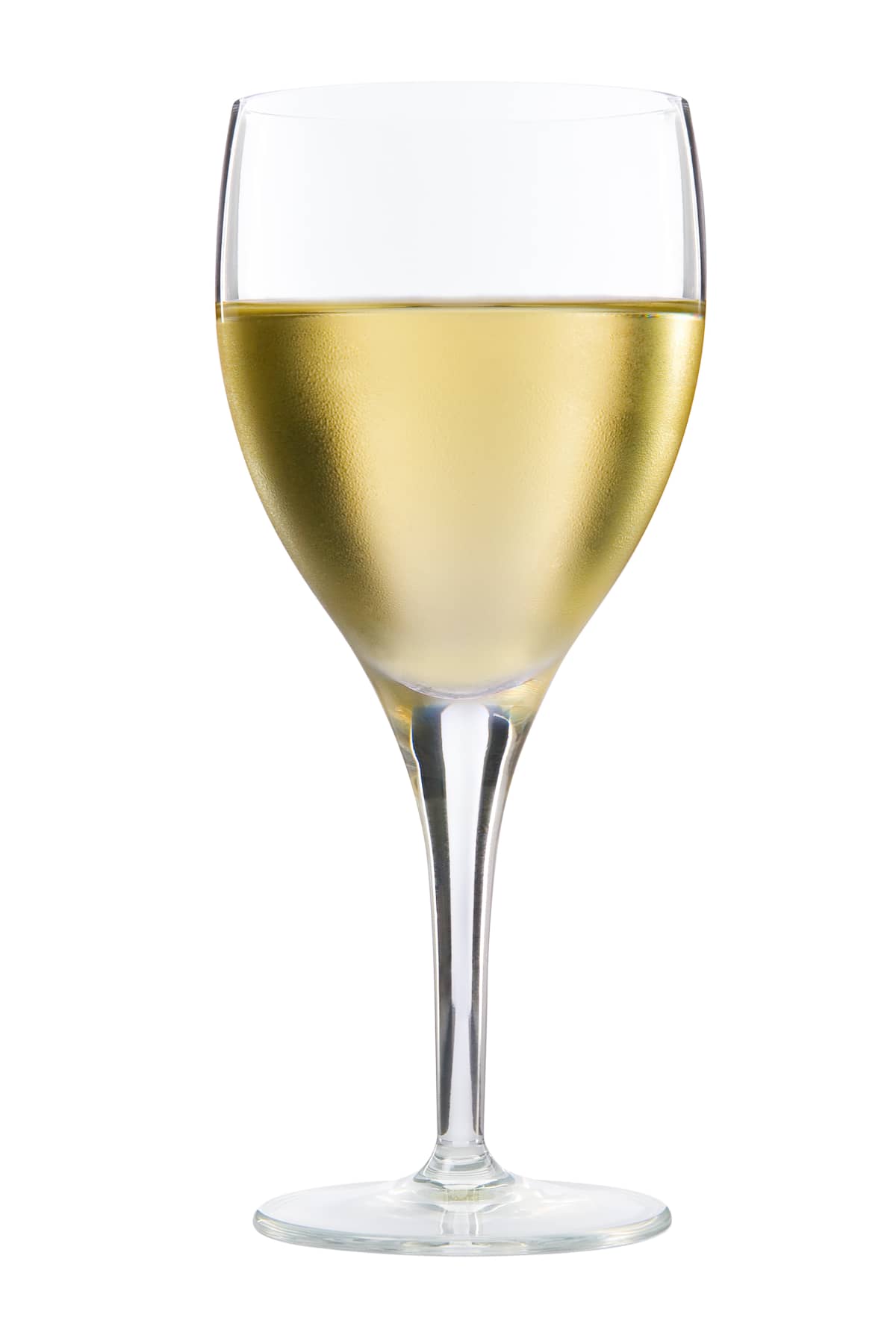 Wine in a wine glass on white background