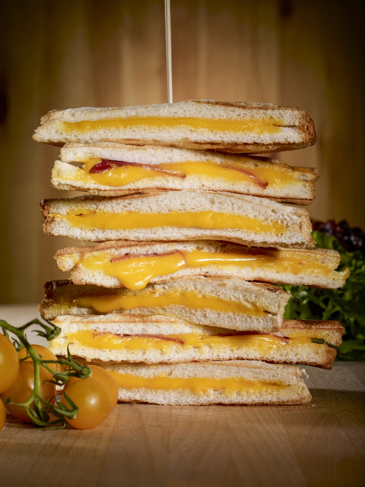 Tack of grilled cheese sandwiches