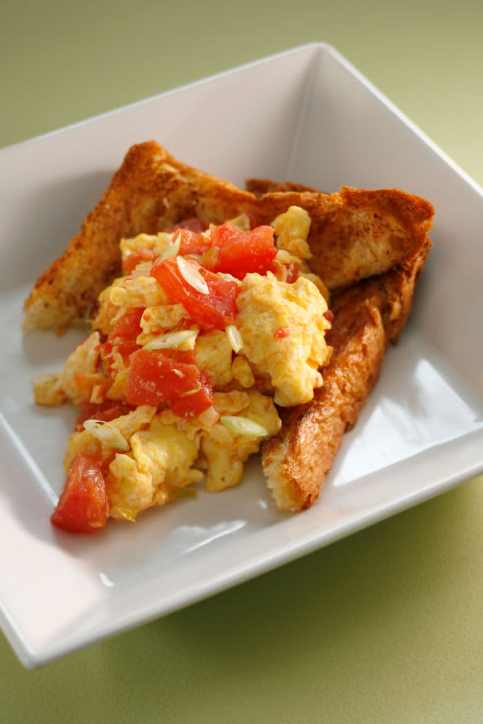 Beijing-Style Scrambled Eggs with Tomatoes in San Francisco, Calif. on July 24, 2008. Food styled by Audrey Sherman.Photo by Craig Lee / The Chronicle (Photo by Craig Lee/San Francisco Chronicle via Getty Images)