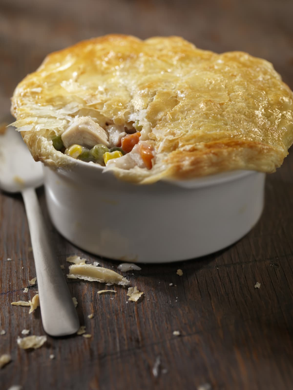 Chicken pot pie with exposed filling