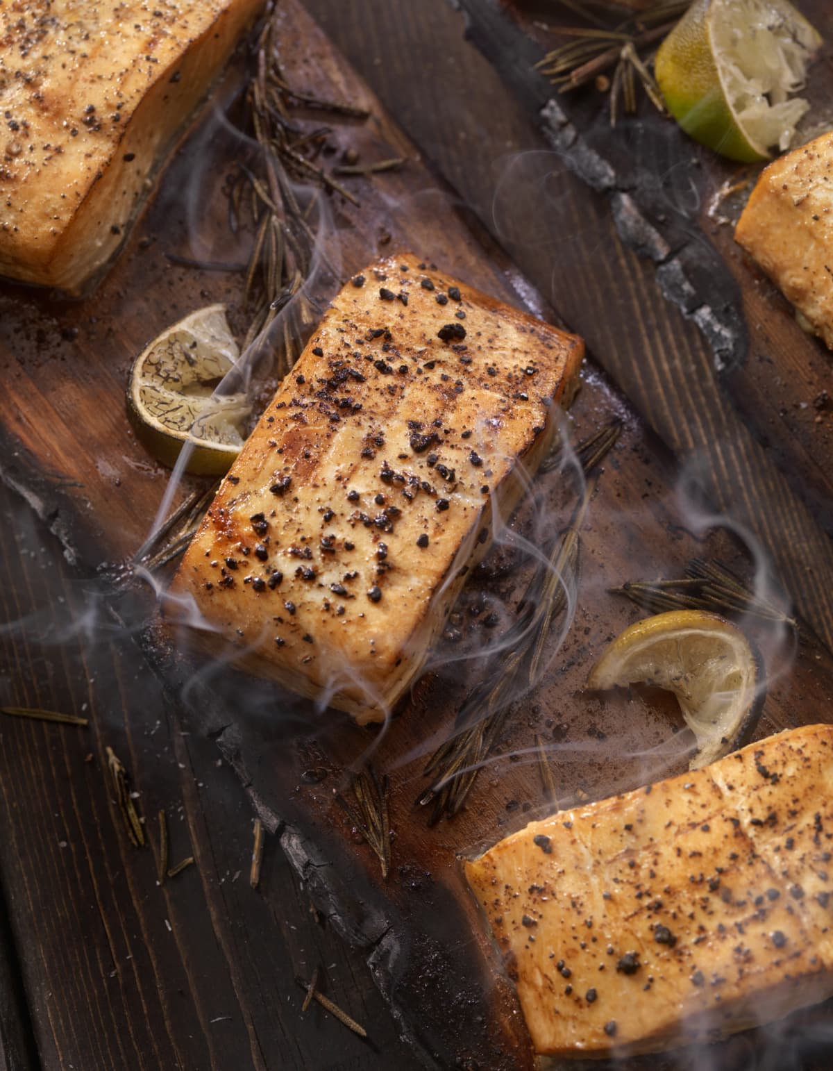Cedar Plank Salmon fillets hot off the BBQ -Photographed on Hasselblad H3D2-39mb Camera