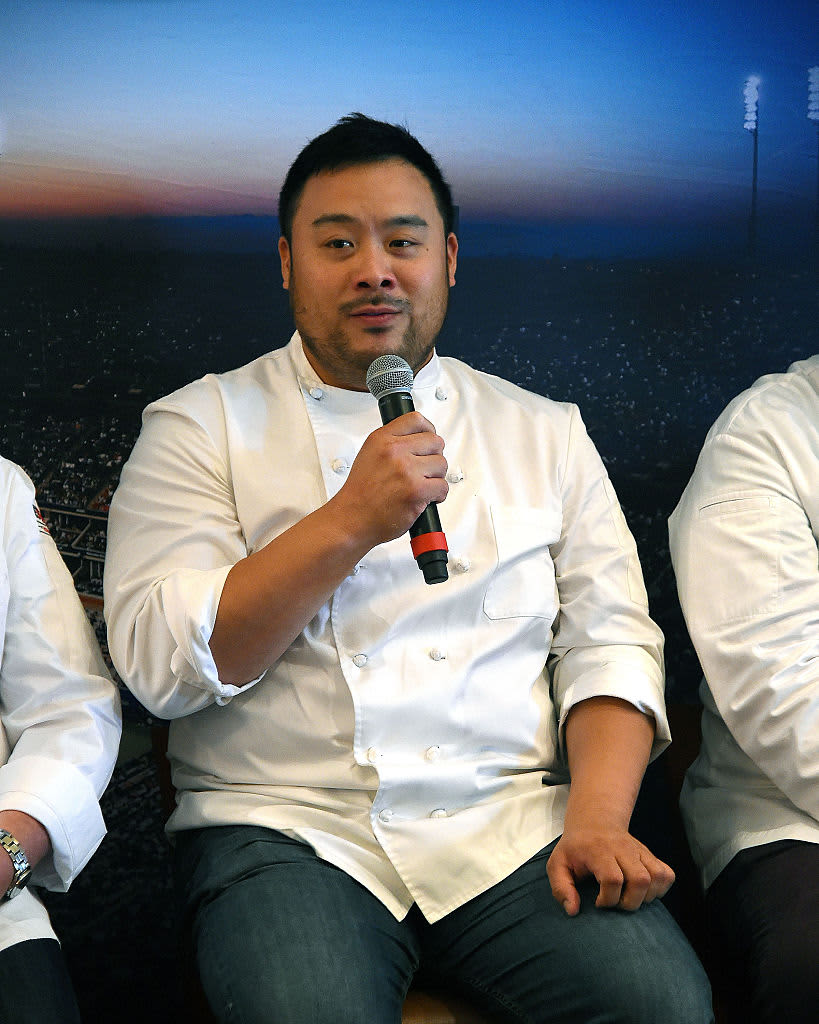 David Chang with a microphone