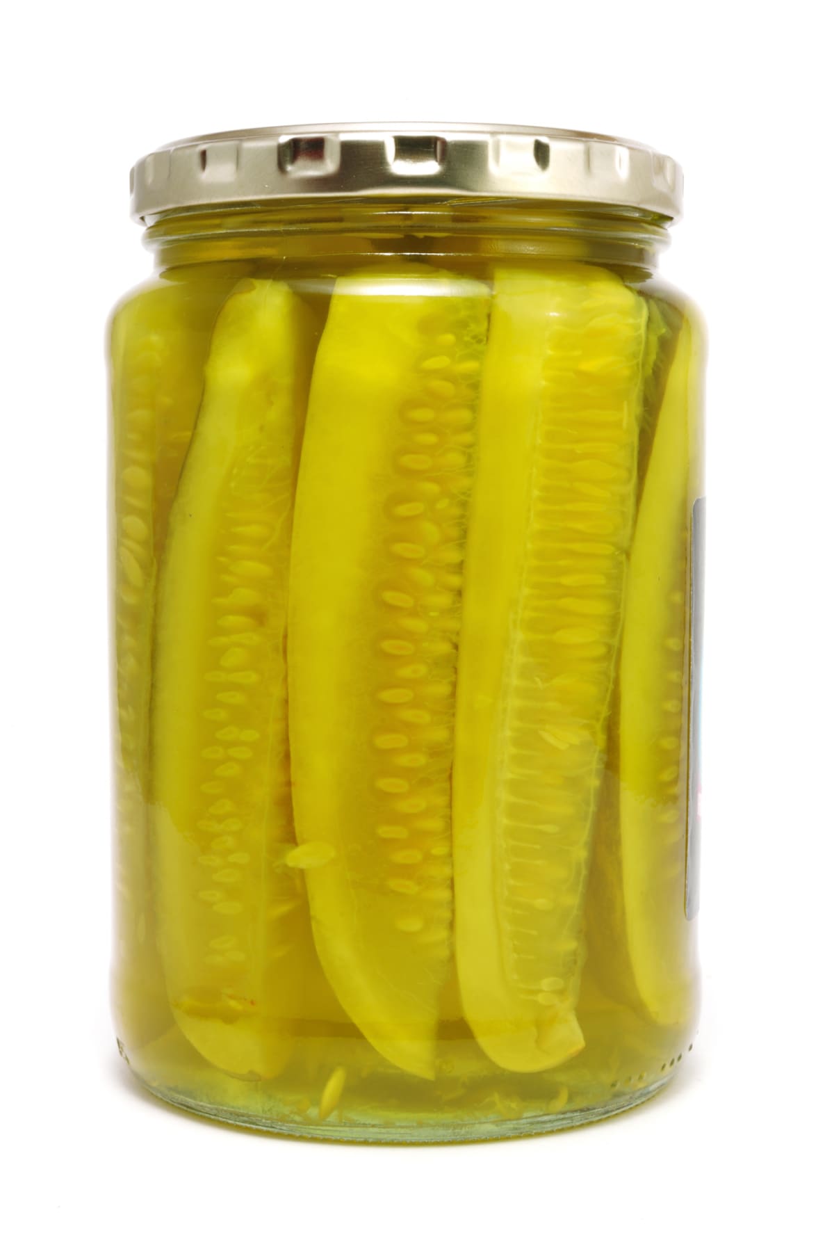 Pickle jar on white background