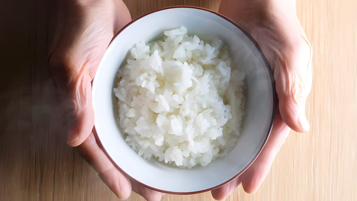 A bowl of freshly cooked white rice