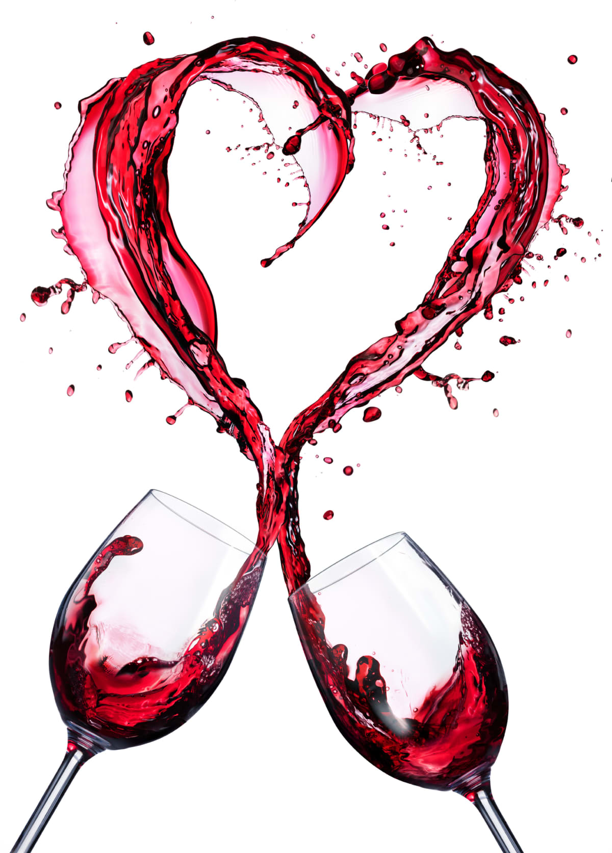 Couple Of Wineglasses In Splashing In A Heart Shape