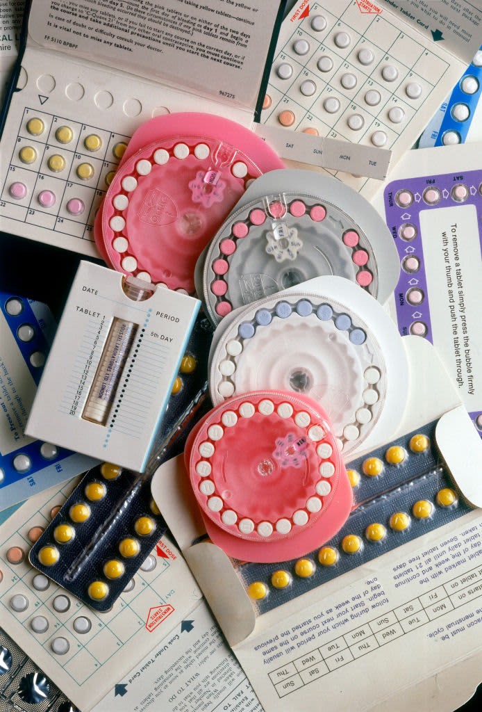 UNITED KINGDOM - NOVEMBER 22:  Montage of various types of contraceptive pills and their packaging. Before the 1950s, contraceptive pills were too expensive to mass produce because the hormones they contain had to be prepared in the laboratory from animal tissue. It only became economic for pharmaceutical companies to produce them when chemists discovered cheaper sources of the hormones in plants. These were used to make synthetic hormones, which could alter the female menstrual cycle, usually controlled by the body's natural sex hormones, preventing pregnancy. �The Pill� was launched in 1960, and became closely linked with changing sexual attitudes in the �swinging sixties�.  (Photo by SSPL/Getty Images)