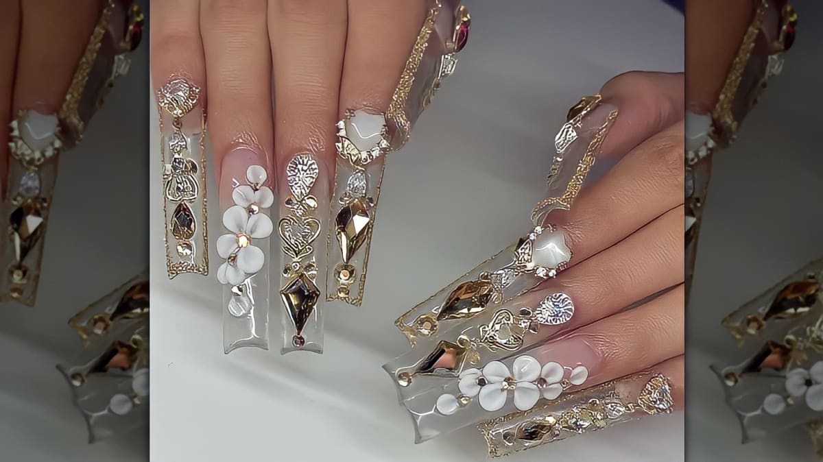 Delicately jeweled nail charms