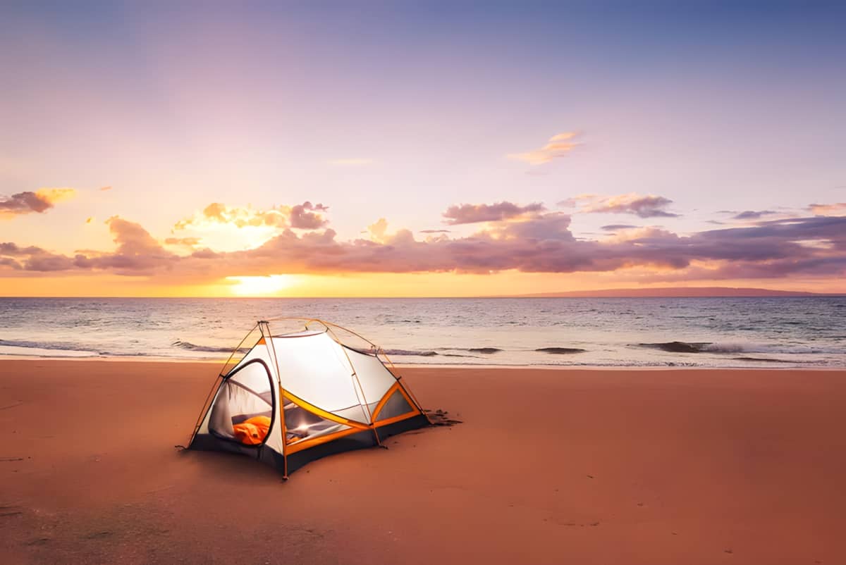A tent on a beach