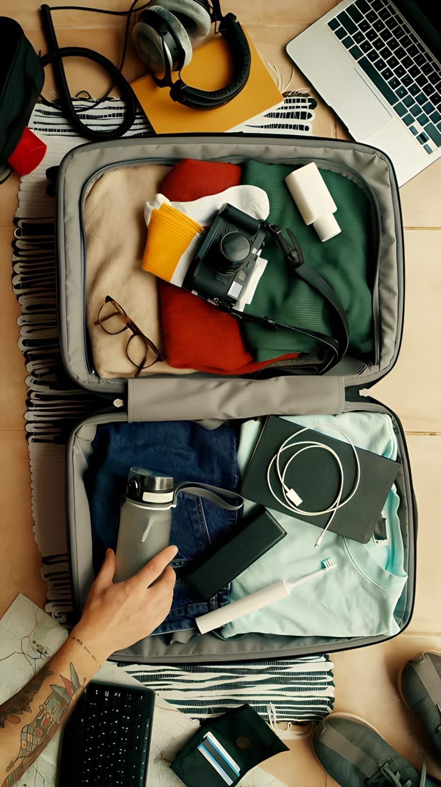 Person packing a suitcase