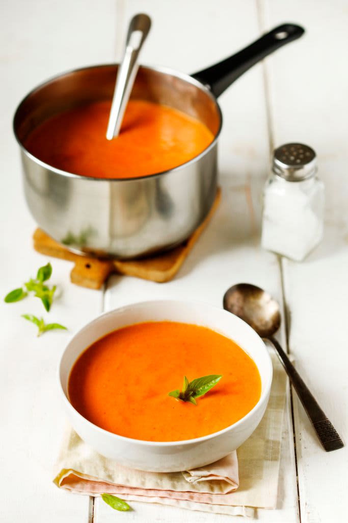 Roasted vegetable cream soup. Tomato soup. (Photo by: Anjelika Gretskaia/REDA&CO/Universal Images Group via Getty Images)