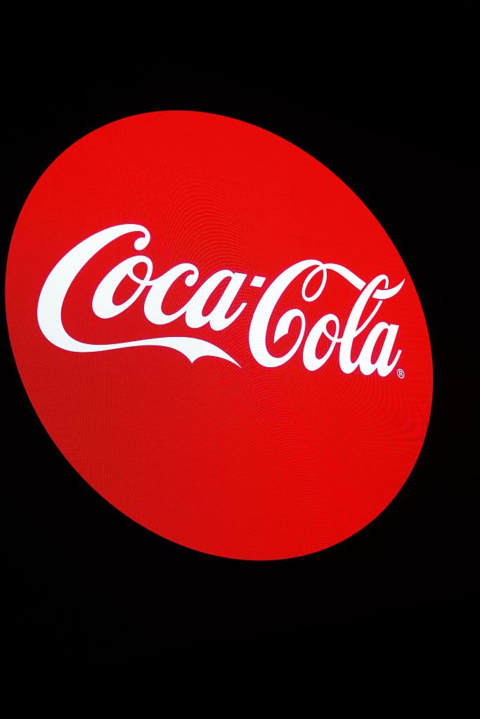 A giant logo of the Coca-Cola company.