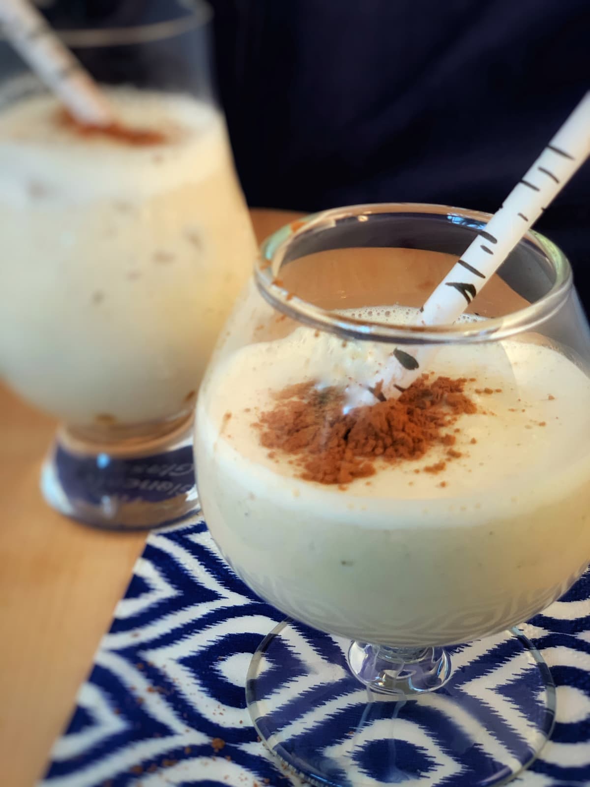Milk cocktail topped with ground spces