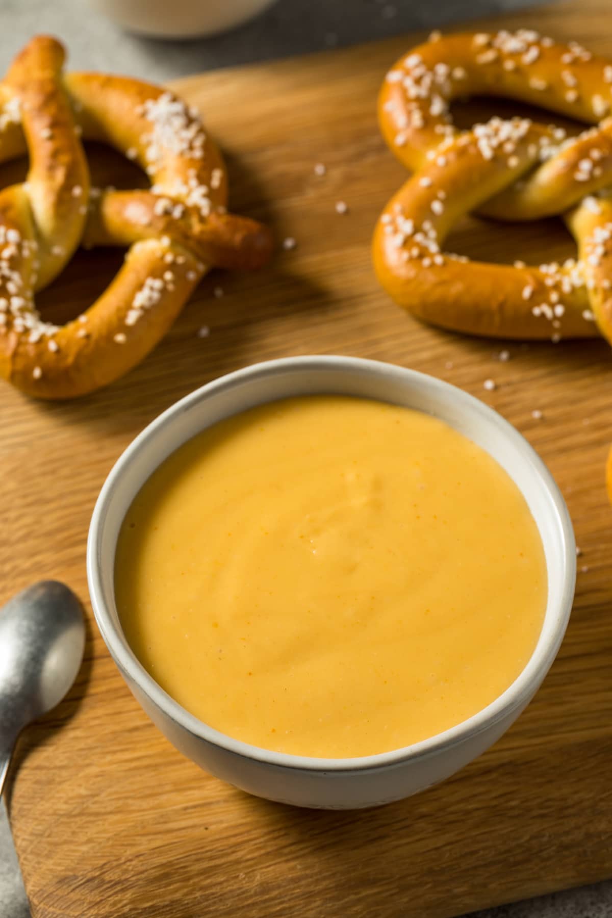 Homemade Beer Cheese Dip with Pretzels in a Bowl