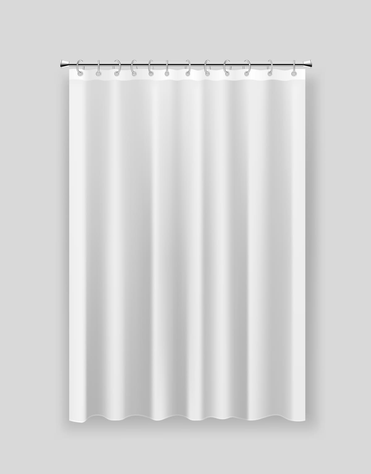 White shower curtain with steel cornice