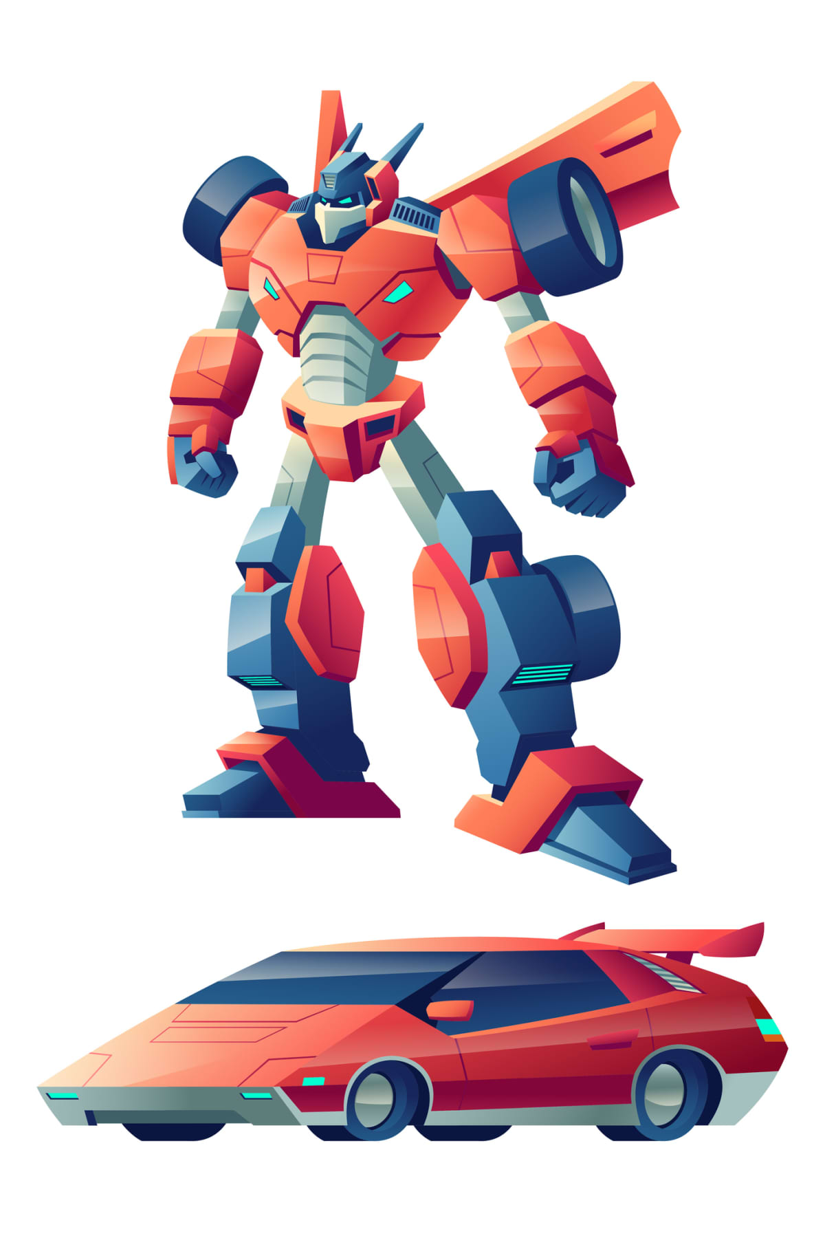 An illustration of the popular toy and animated character Optimus Prime from the "Transformers" franchise.