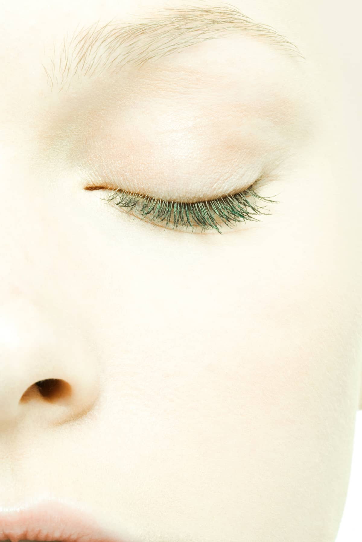 Close up of closed eye and eyelashes