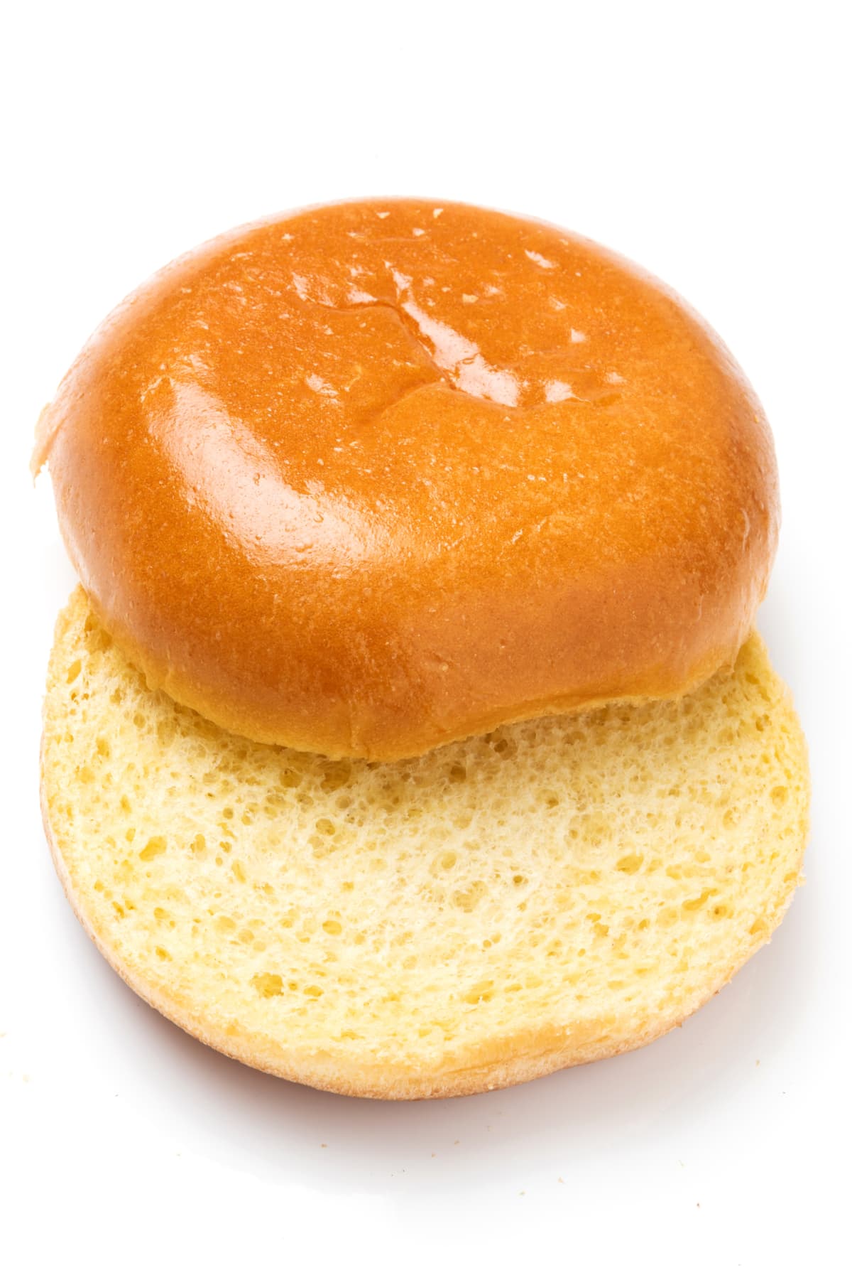 A sliced hamburger bun