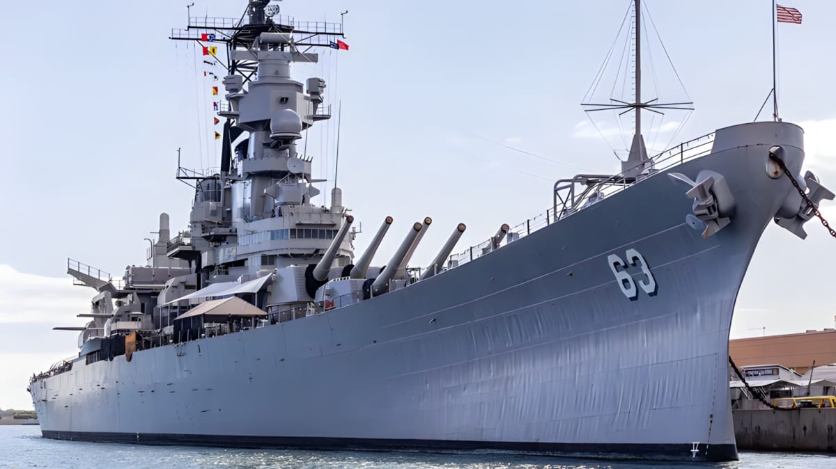 The USS Missouri docked