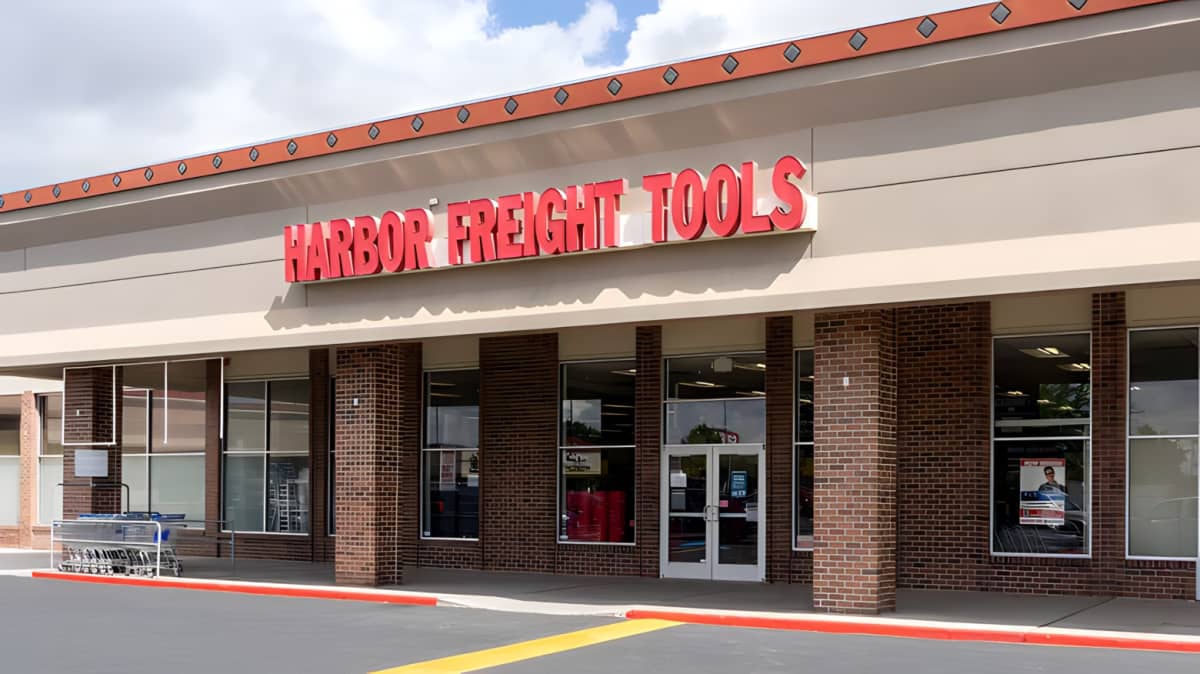 The Harbor Freight sign outside the store