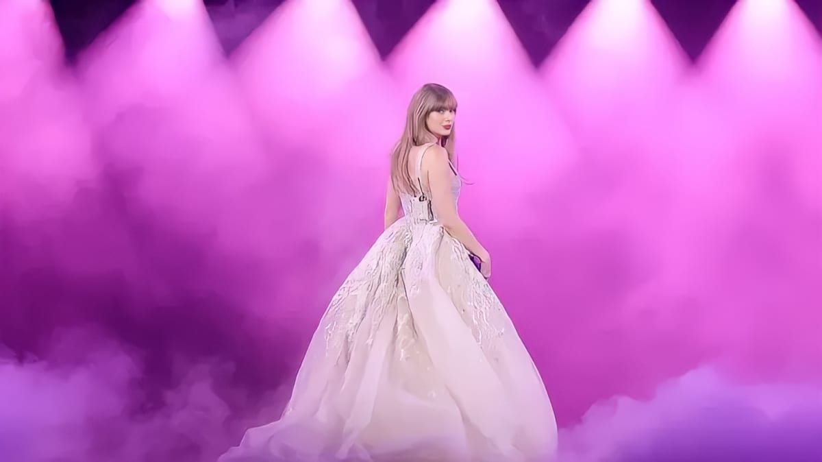 Taylor Swift performing on stage 