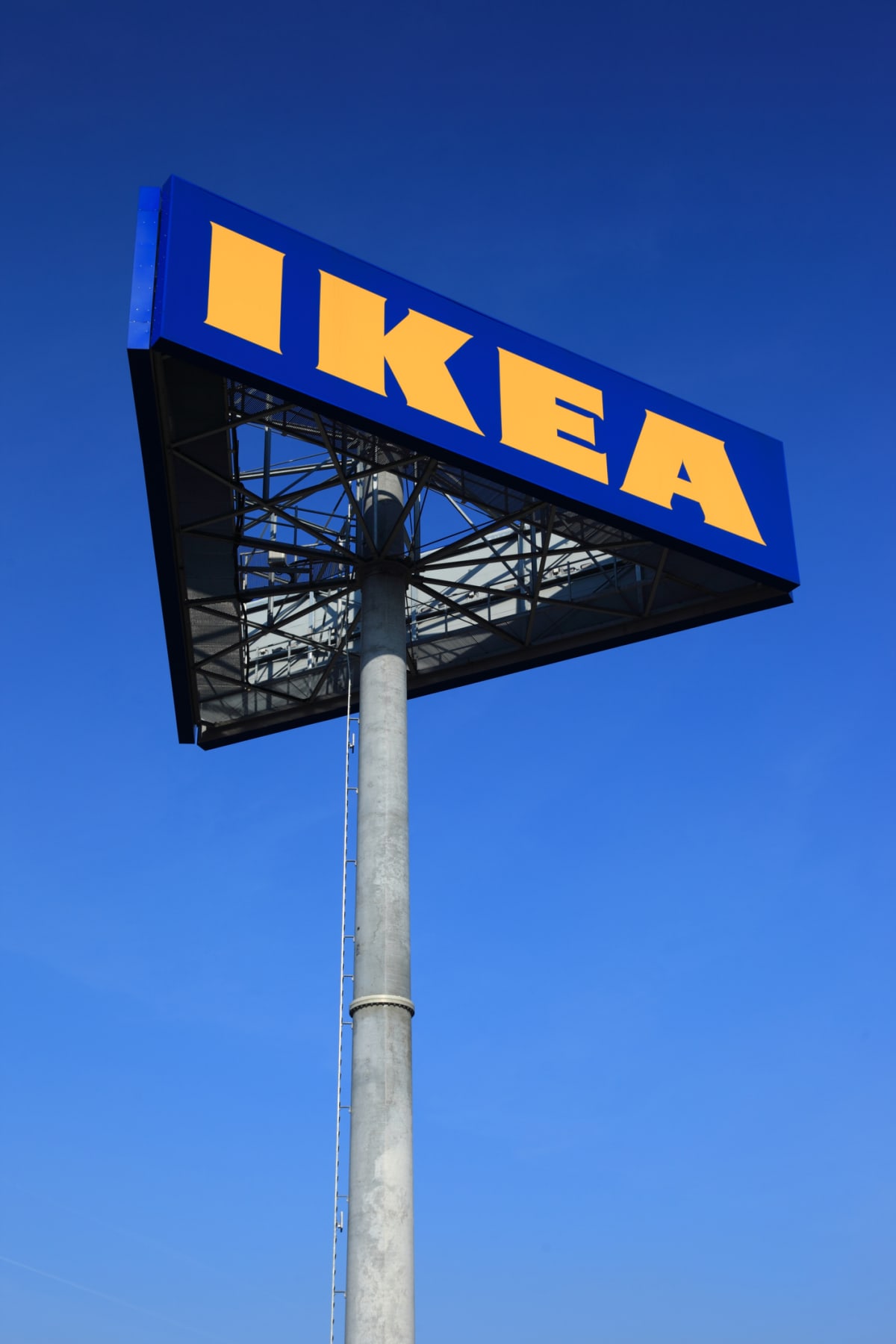 Ikea sign against bright blue sky