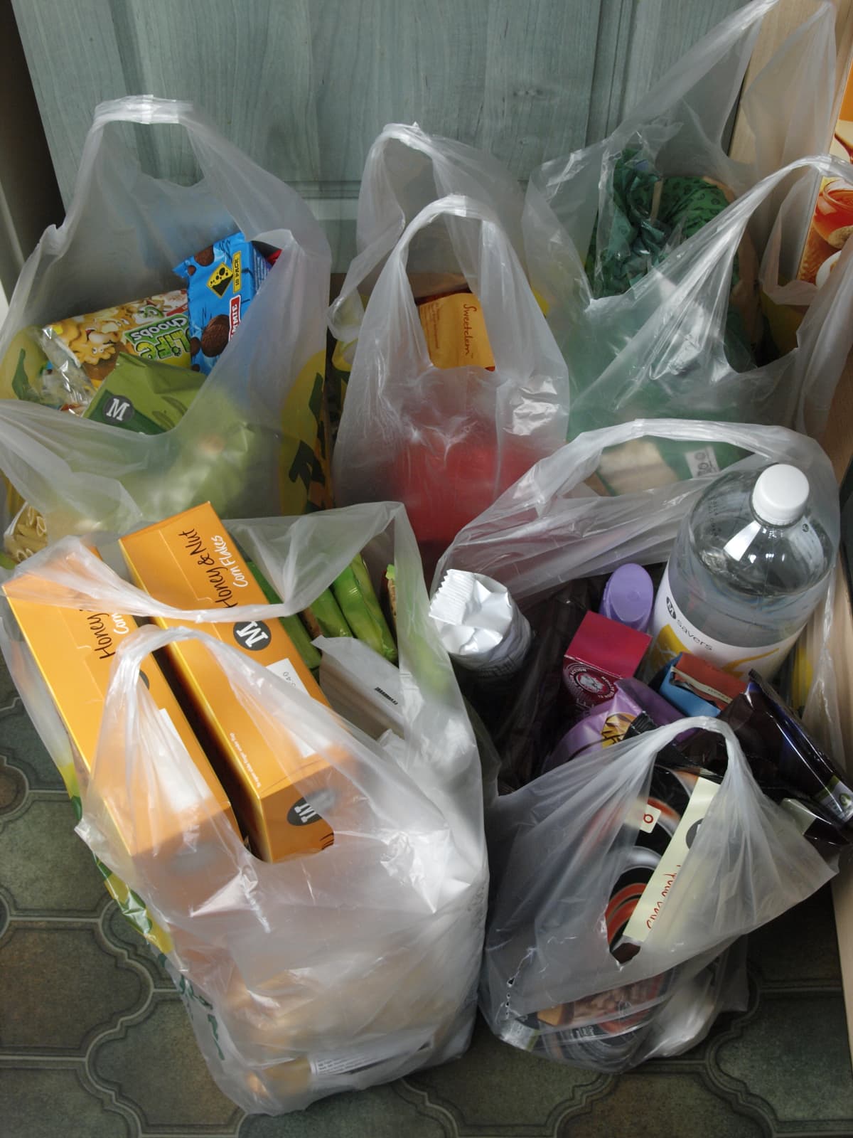 Bags of shopping from Morrisons, UK. (Photo by: Education Images/Universal Images Group via Getty Images)