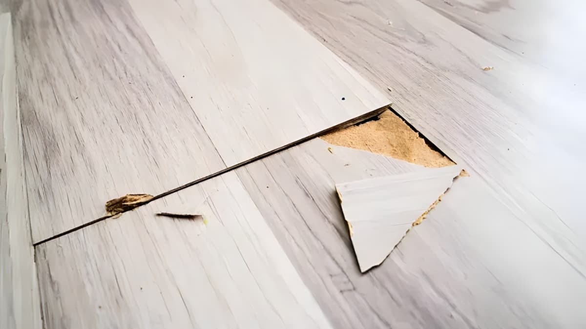 Chipped laminate flooring