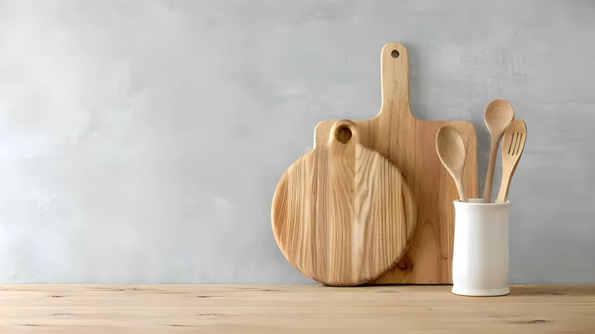 Cutting boards on kitchen countertop