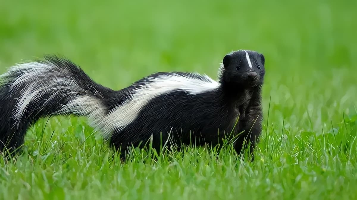 A skunk in the yard