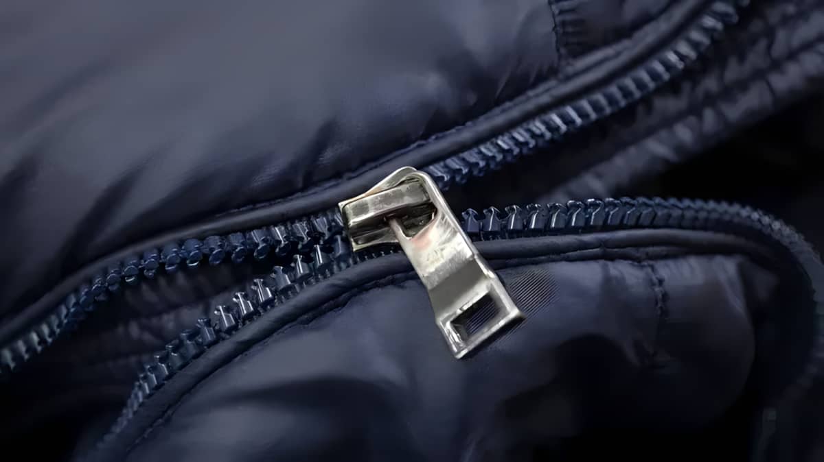 Closeup of a broken zipper