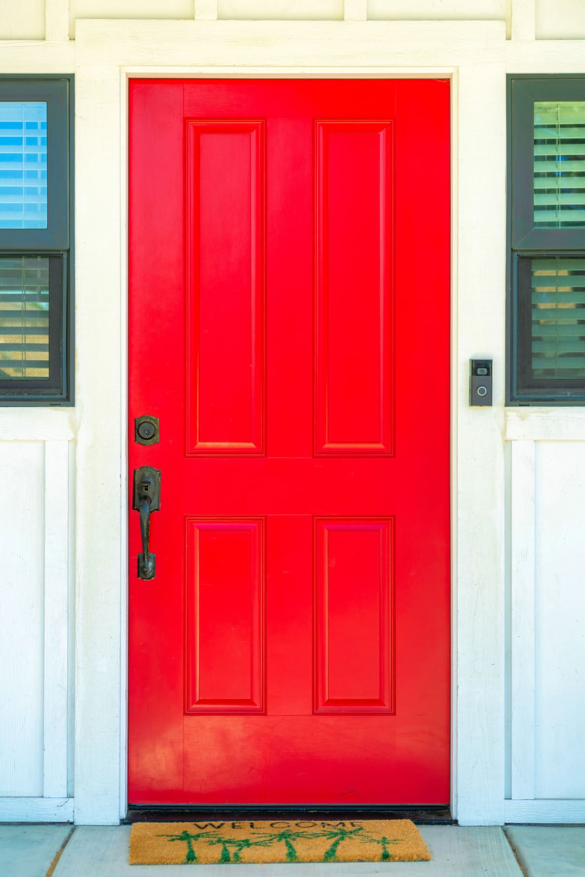 A beautiful bright red front door