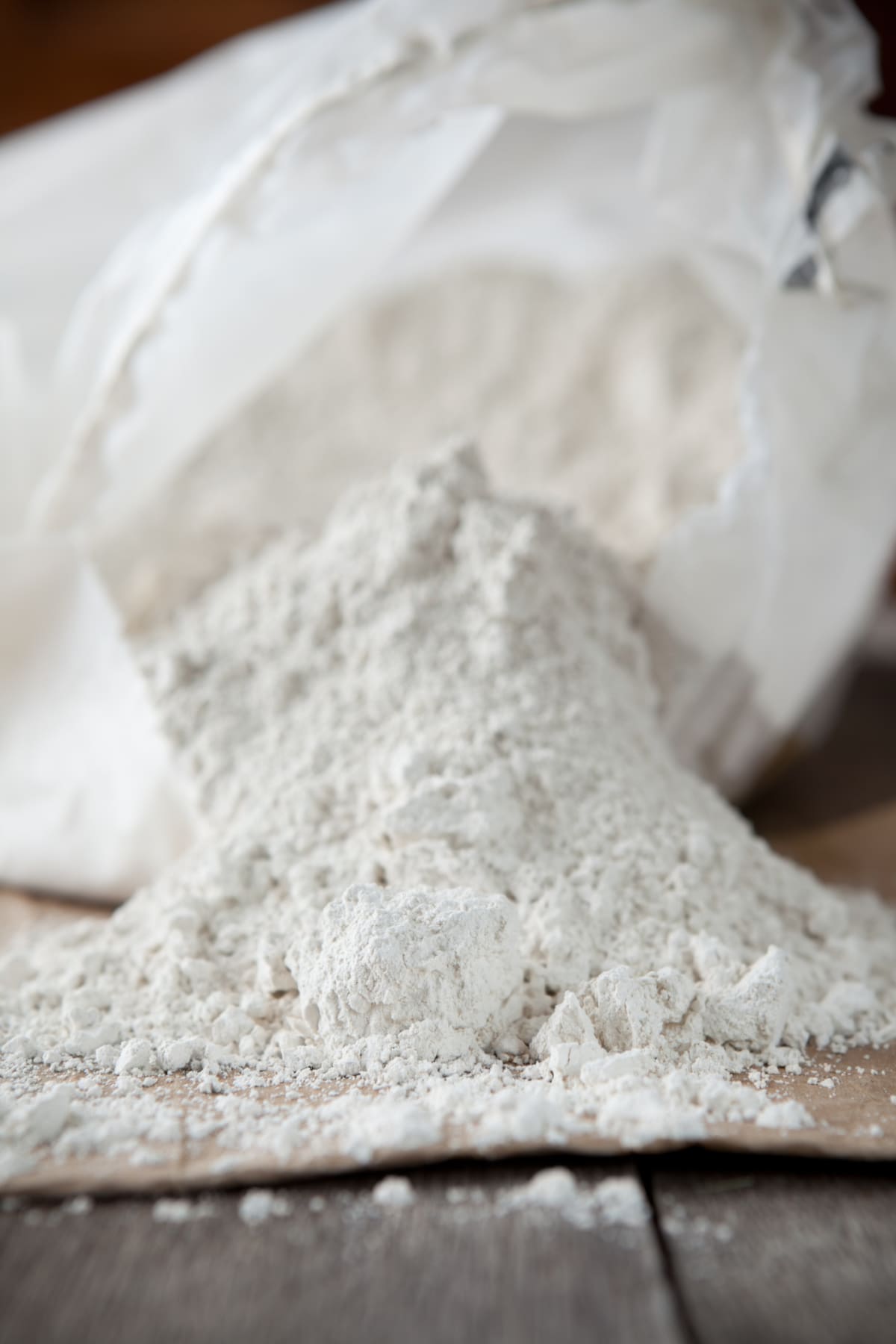 Diatomaceous earth spilling out of a bag