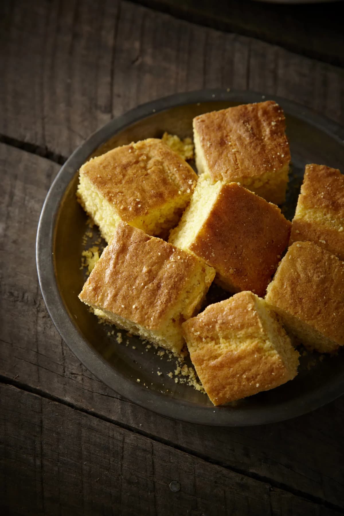 Cornbread squares on a plate