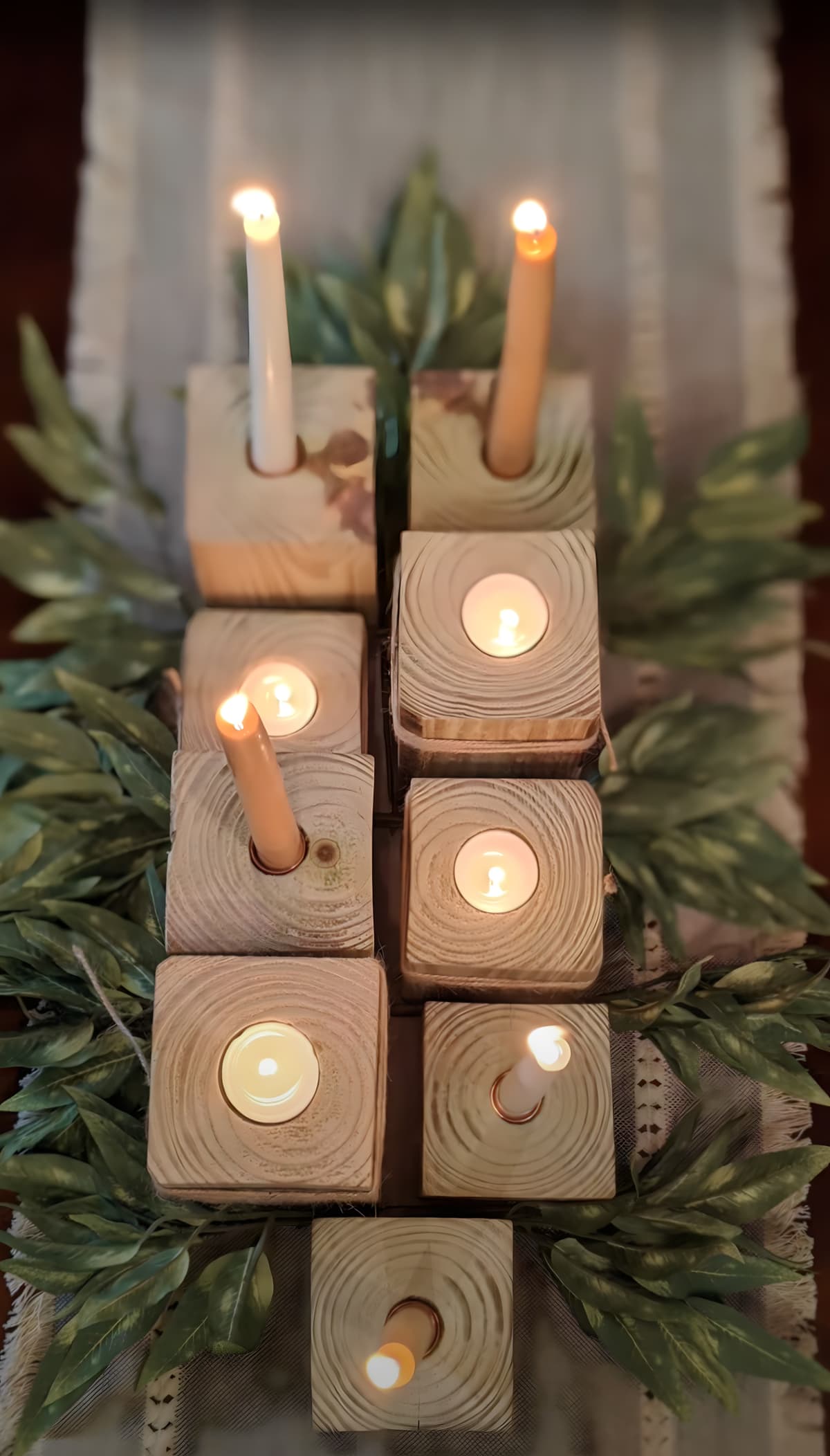 block wood candle holders