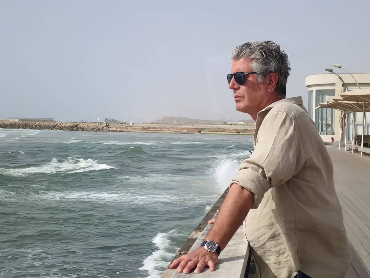 Anthony Bourdain looking out over the water