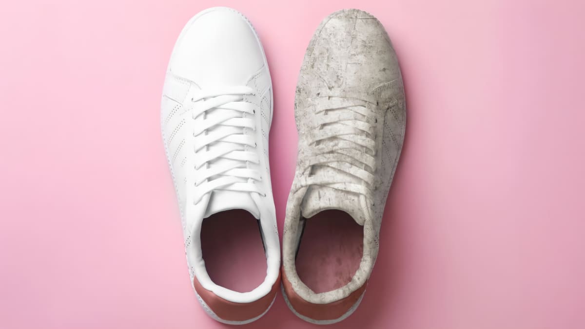 white shoes before and after