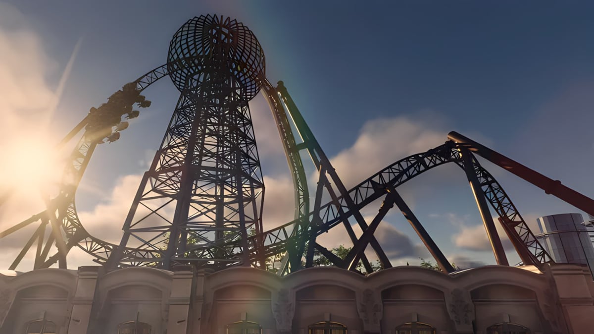 A tall roller coaster