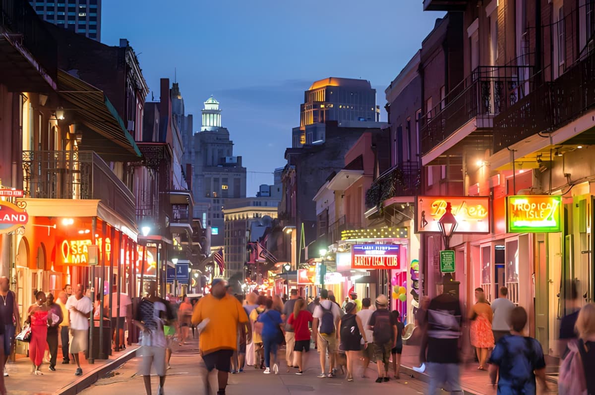 Crowded street in New Orleans
