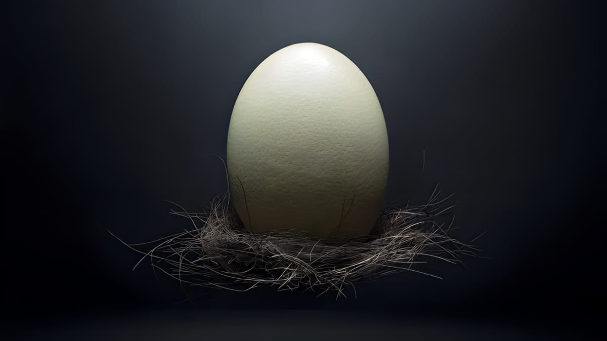 Ostrich egg in the dark