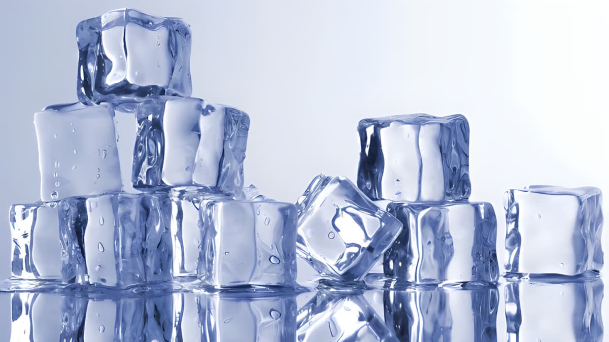 Clear stacked ice cubes